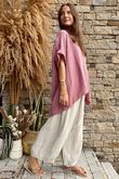 Pure Cotton Santos Keyhole Drape Back Top Indian Pink